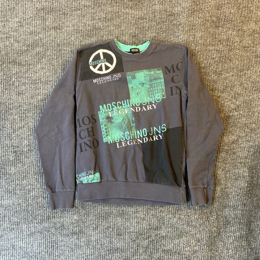 Moschino JNS Legendary Graphic Sweatshirt Womens Large Y2K Logo 2010s